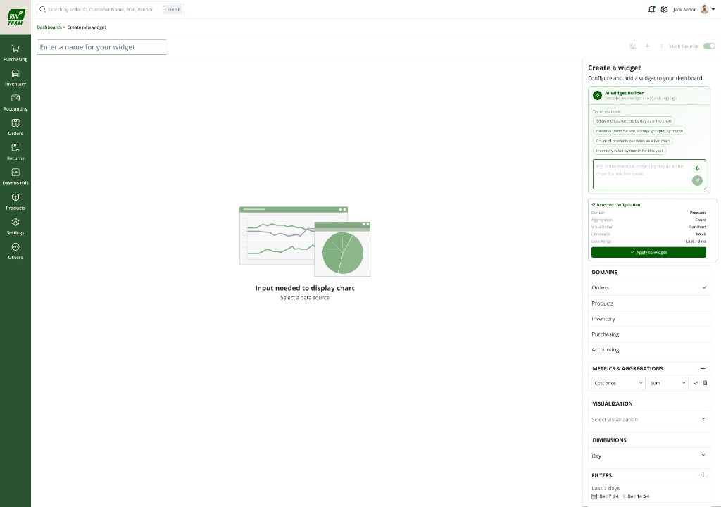 AI widget builder detected configuration from natural language